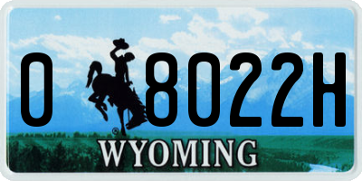WY license plate 08022H