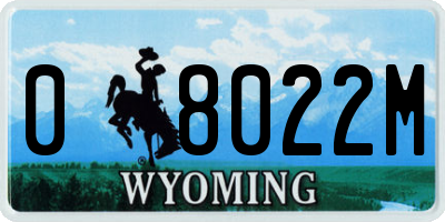 WY license plate 08022M