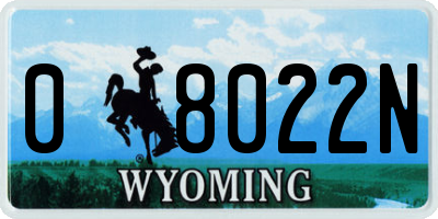 WY license plate 08022N