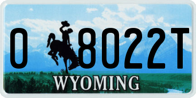 WY license plate 08022T