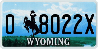 WY license plate 08022X