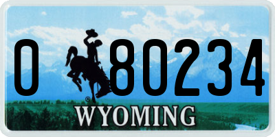 WY license plate 080234