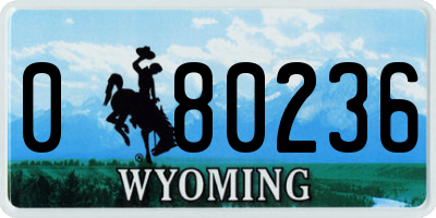 WY license plate 080236