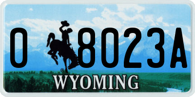 WY license plate 08023A