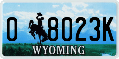 WY license plate 08023K