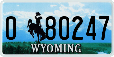 WY license plate 080247