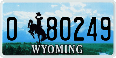 WY license plate 080249