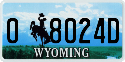 WY license plate 08024D