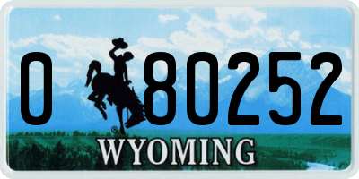 WY license plate 080252