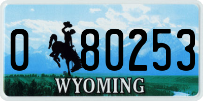 WY license plate 080253