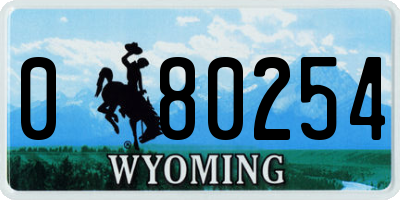WY license plate 080254