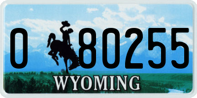 WY license plate 080255
