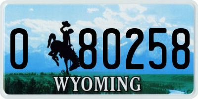 WY license plate 080258