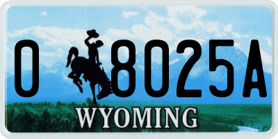 WY license plate 08025A
