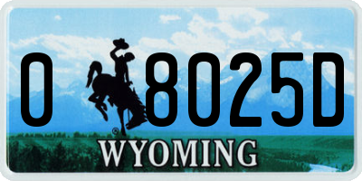 WY license plate 08025D