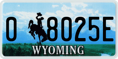 WY license plate 08025E