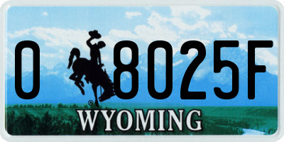 WY license plate 08025F