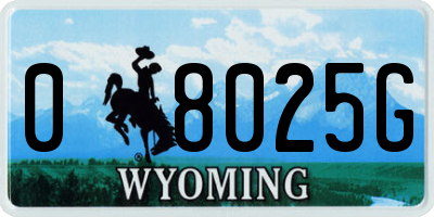 WY license plate 08025G