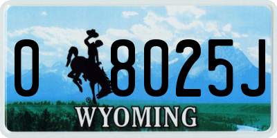WY license plate 08025J
