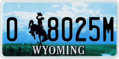 WY license plate 08025M