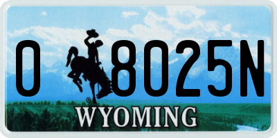 WY license plate 08025N