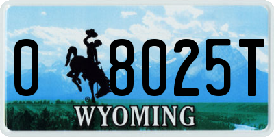 WY license plate 08025T