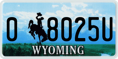 WY license plate 08025U