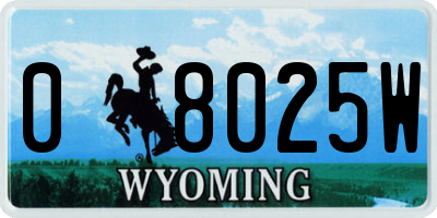 WY license plate 08025W
