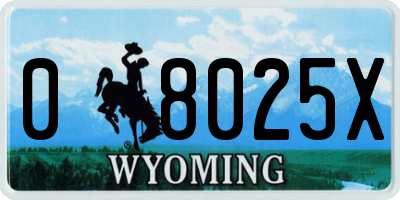 WY license plate 08025X