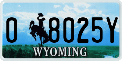 WY license plate 08025Y