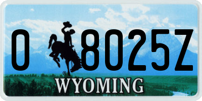 WY license plate 08025Z
