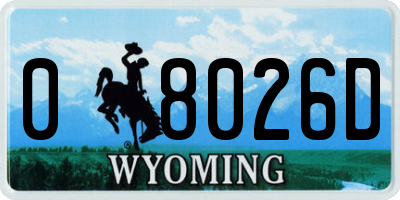 WY license plate 08026D