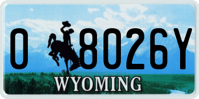WY license plate 08026Y