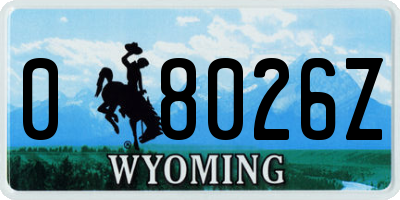 WY license plate 08026Z
