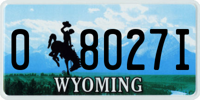 WY license plate 08027I
