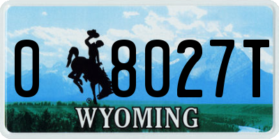WY license plate 08027T