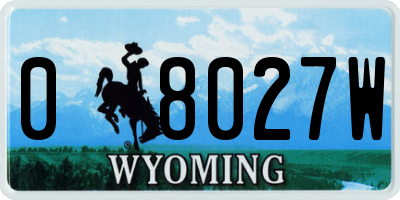 WY license plate 08027W