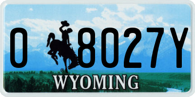 WY license plate 08027Y