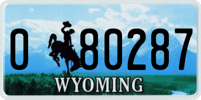 WY license plate 080287