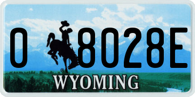 WY license plate 08028E