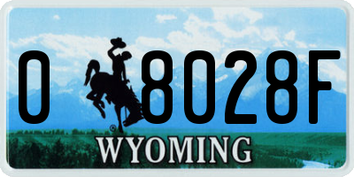 WY license plate 08028F