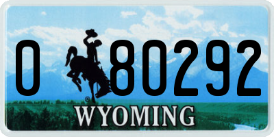 WY license plate 080292