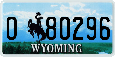 WY license plate 080296