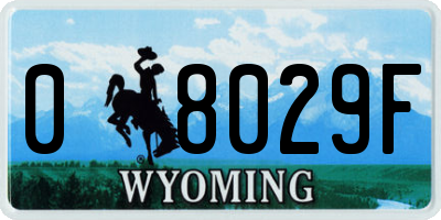 WY license plate 08029F
