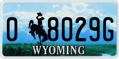 WY license plate 08029G