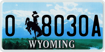 WY license plate 08030A