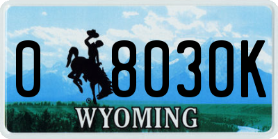 WY license plate 08030K