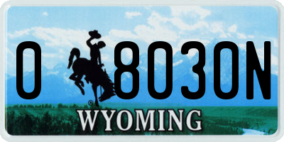 WY license plate 08030N