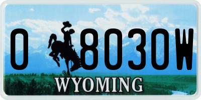 WY license plate 08030W