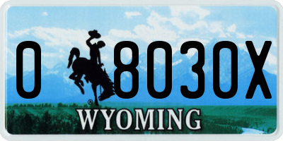 WY license plate 08030X
